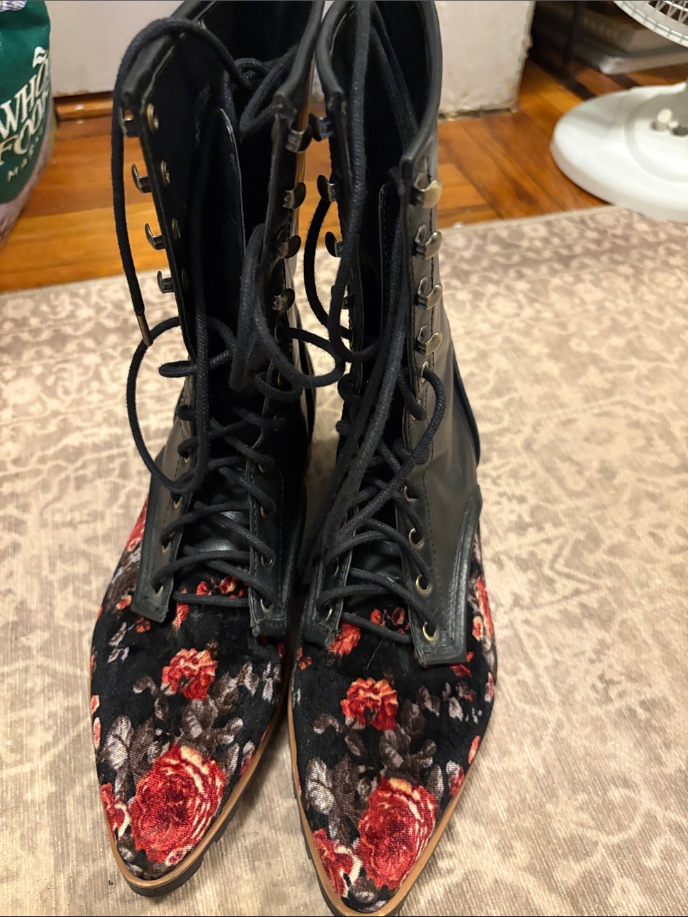 Floral combat boots